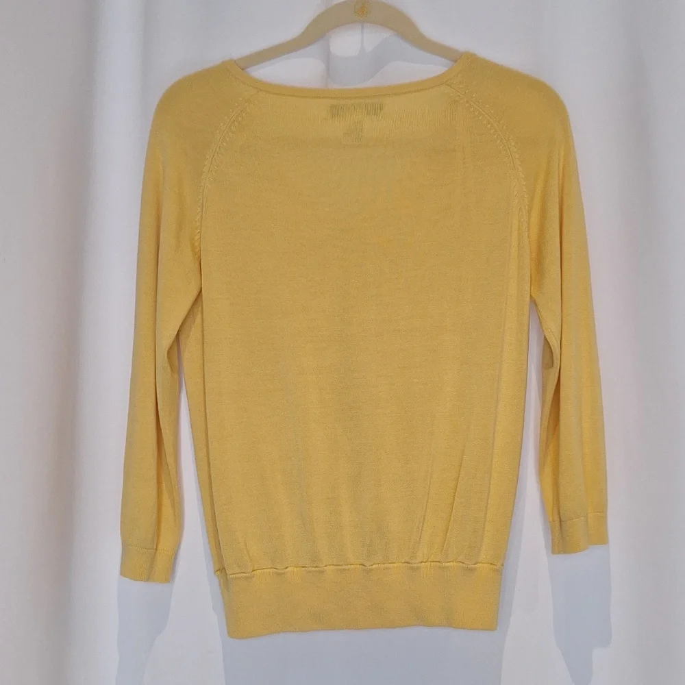 Judith Hart Silk Blend Lemon Yellow 3/4 Sleeve Sweater Size S